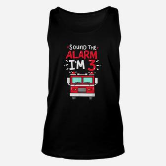 Firetruck 3Rd Birthday Party Three 3 Years Old Gift Unisex Tank Top | Crazezy
