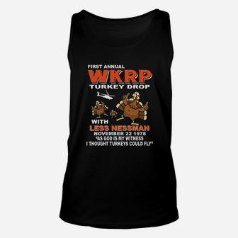 First Annual Wkrp Turkey Drop Funny Thanksgiving Day Unisex Tank Top | Crazezy