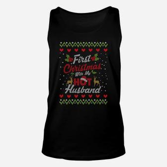 First Christmas With My Hot Husband Married Matching Couple Sweatshirt Unisex Tank Top | Crazezy CA