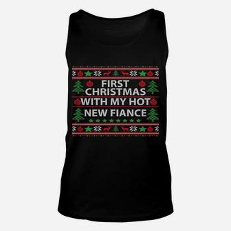 First Christmas With My Hot New Fiance Xmas Couple Gift Unisex Tank Top | Crazezy