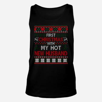 First Christmas With My Hot New Husband Matching Couple Sweatshirt Unisex Tank Top | Crazezy