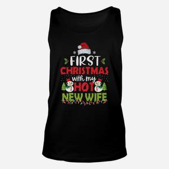 First Christmas With My Hot New Wife Funny Couple Gifts Unisex Tank Top | Crazezy DE