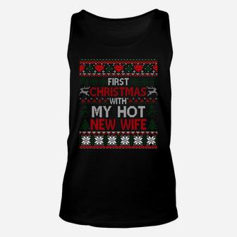 First Christmas With My Hot New Wife Married Matching Couple Sweatshirt Unisex Tank Top | Crazezy AU