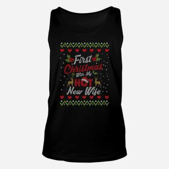 First Christmas With My Hot New Wife Married Matching Couple Sweatshirt Unisex Tank Top | Crazezy AU