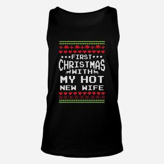 First Christmas With My Hot New Wife Married Matching Couple Unisex Tank Top | Crazezy AU