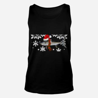 Fish Merry Christmas Ornament Swordfish Ugly Xmas Sweatshirt Unisex Tank Top | Crazezy