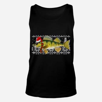 Fish Xmas Santa Hat Yellow Perch Ugly Christmas Unisex Tank Top | Crazezy
