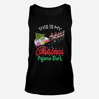 Flamingo Camping Camper This Is My Christmas Pajama Gifts Unisex Tank Top | Crazezy AU