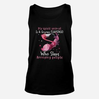 Flamingo Lover My Spirit Animal Is Grumpy Flamingo Unisex Tank Top | Crazezy UK