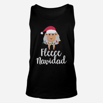 Fleece Navidad Sheep Face Santa Hat Xmas Holiday Pun Gift Sweatshirt Unisex Tank Top | Crazezy DE