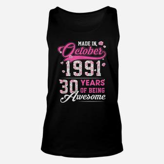 Flower 30Th Birthday 30 Years Old Made In October 1991 Unisex Tank Top | Crazezy DE