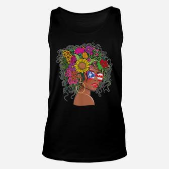 Flower Afro Hair Puerto Rico Shirt Women Black Melanin Queen Unisex Tank Top | Crazezy CA
