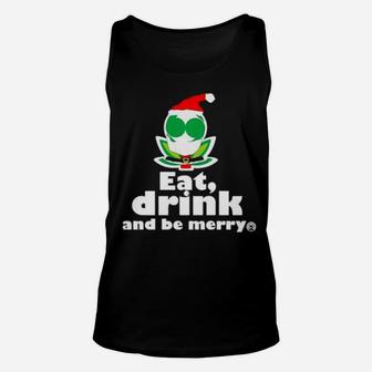 Flower Alien Santa Eat Drink And Be Merry Unisex Tank Top - Monsterry DE