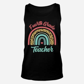 Fourth Grade Teacher Funny Teaching 4Th Leopard Rainbow Fun Sweatshirt Unisex Tank Top | Crazezy CA