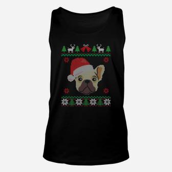 French Bulldog Santa Ugly Christmas Sweatshirt Holiday Dog Unisex Tank Top | Crazezy