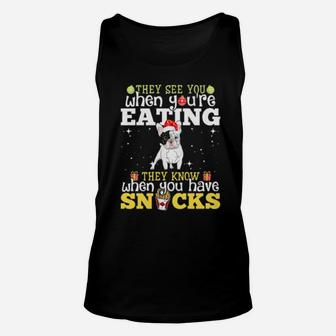 French Bulldog Xmas They See Youre Eating Unisex Tank Top - Monsterry DE