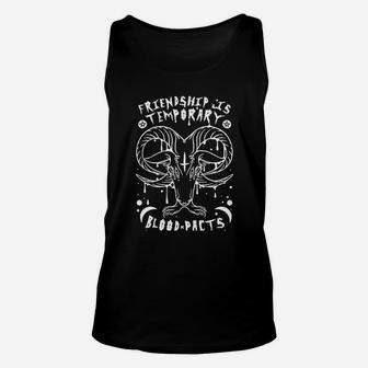 Friendship Is Temporary Blood Pacts Are Forever Heathered Black Unisex Tank Top | Crazezy UK