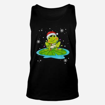 Frog Christmas Funny Santa Hat Christmas Unisex Tank Top | Crazezy