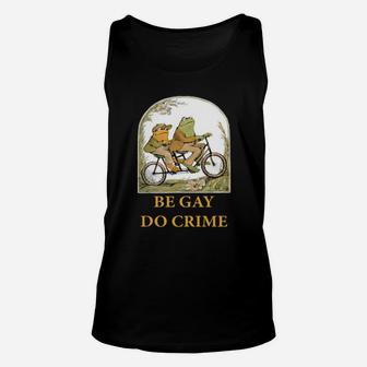 Frog Riding Bicycle Be Gay Do Crime Unisex Tank Top - Monsterry