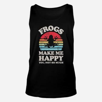 Frogs Make Me Happy You Not So Much Funny Frog Retro Vintage Unisex Tank Top | Crazezy CA