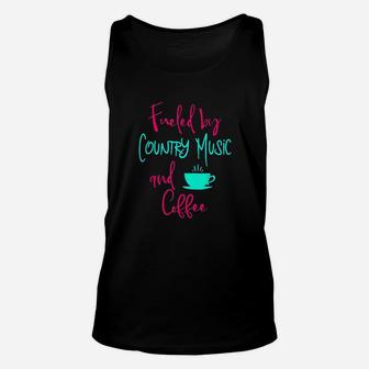 Fueled By Country Music And Coffee Clever Singer Unisex Tank Top - Thegiftio