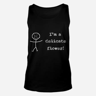 Fun Humorous Women's Stick Figure Delicate Flower Gag Gift Unisex Tank Top | Crazezy
