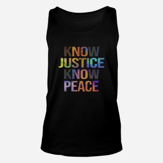 Fun Know Justice Know Peace Print Unisex Tank Top | Crazezy
