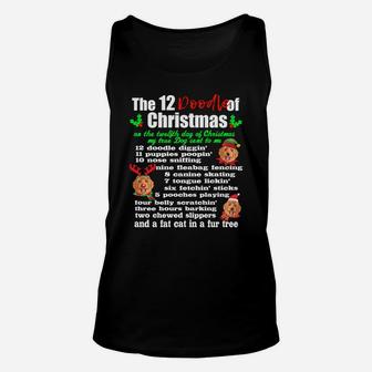 Funny 12 Days Of Christmas Golden Doodle Sweatshirt Dog Unisex Tank Top | Crazezy CA