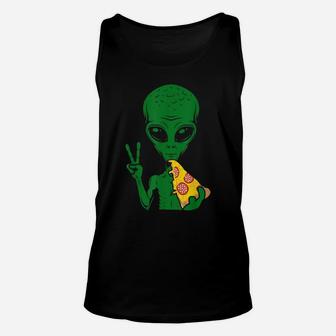 Funny Alien Head Eating Pizza Ufo Extraterrestrial Unisex Tank Top | Crazezy AU