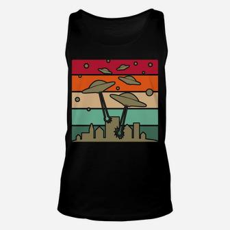 Funny Alien I Was Abducted By Aliens Retro Sunset Vintage Unisex Tank Top | Crazezy