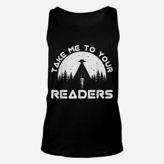 Funny Alien Reading English Teacher Library Space Gift Unisex Tank Top | Crazezy