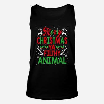 Funny Alone At Home Movies Merry Christmas You Filty Animal Unisex Tank Top | Crazezy