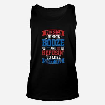 Funny American Murica Beer Drinking For 4Th Of July Unisex Tank Top | Crazezy