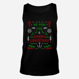 Funny Bass Fishing Ugly Christmas Sweater Party Sweatshirt Unisex Tank Top | Crazezy CA