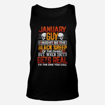 Funny Birthday Gift January Guy Black Sheep Of The Family Unisex Tank Top | Crazezy DE