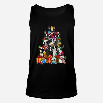 Funny Boston Terrier Christmas Tree Lights Gift Dog Lover Sweatshirt Unisex Tank Top | Crazezy