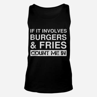 Funny Burgers And Fries Fast Food Hamburger Cheeseburger Unisex Tank Top | Crazezy