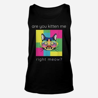 Funny Cat With Sunglasses For Lover Of Meow Art Tshirt Unisex Tank Top | Crazezy