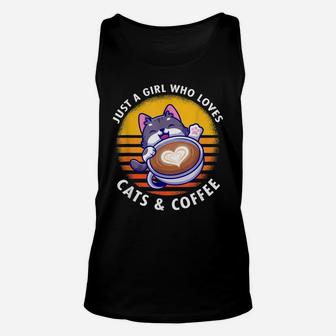 Funny Cats Coffee Caffeine Drink Humor Lovers Cat Lady Unisex Tank Top | Crazezy