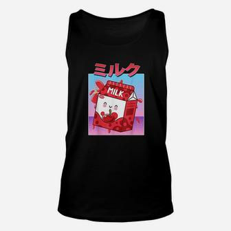 Funny Cherry Milk Shake Retro 90S Japanese Kawaii Cartoon Unisex Tank Top | Crazezy