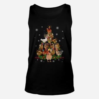 Funny Chicken Christmas Tree Pet Chicken Lover Christmas Sweatshirt Unisex Tank Top | Crazezy DE
