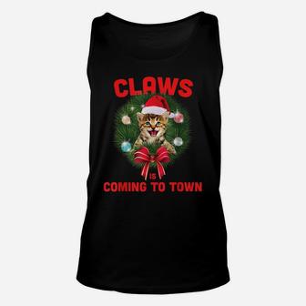 Funny Christmas Cat Claws Is Coming To Town Cat Lovers Unisex Tank Top | Crazezy