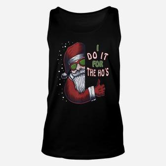 Funny Christmas Dog Santa Hat I Do It For The Hos Gifts Idea Unisex Tank Top | Crazezy