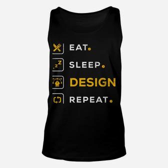 Funny Christmas Graphic Designer Gift Eat Sleep Design Unisex Tank Top | Crazezy DE
