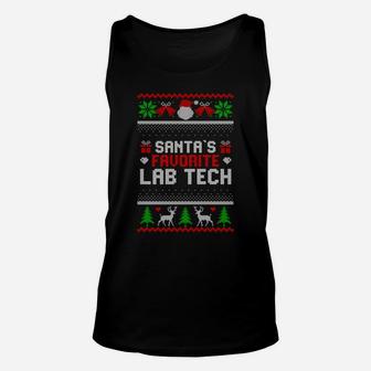 Funny Christmas Holiday Festive Santa's Favorite Lab Tech Unisex Tank Top | Crazezy AU