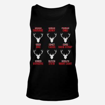 Funny Christmas Reindeer Hunter Deer Meat Hunting Gifts Unisex Tank Top | Crazezy UK