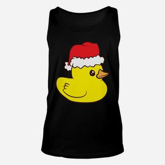 Funny Christmas Rubber Duck With Santa Hat Love Rubber Ducks Sweatshirt Unisex Tank Top | Crazezy