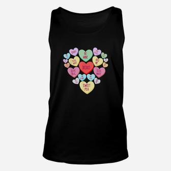 Funny Couple Valentines Day Heart Candy Conversation Unisex Tank Top - Monsterry DE