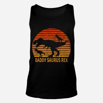 Funny Daddy Saurus Rex Dad Father Retro Vintage Sweatshirt Unisex Tank Top | Crazezy UK
