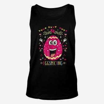 Funny Easter Pregnancy Announcement Cute Eggspecting Unisex Tank Top - Monsterry AU
